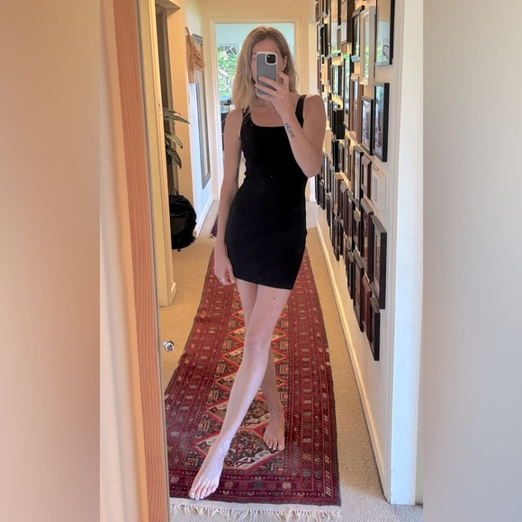 Wilfred Babaton Sculpt Knit Black Square Neck Contour Ribbed Bodycon Mini Dress - Picture 11 of 12